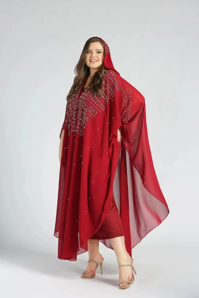 Этническая одежда Мусульманское Maxi Dress Diamonds Abaya Hoodies Hijab Cardigan Kimono Длинные халаты Джуба Средний Восточный Рамадан Ид Арабский Исламский