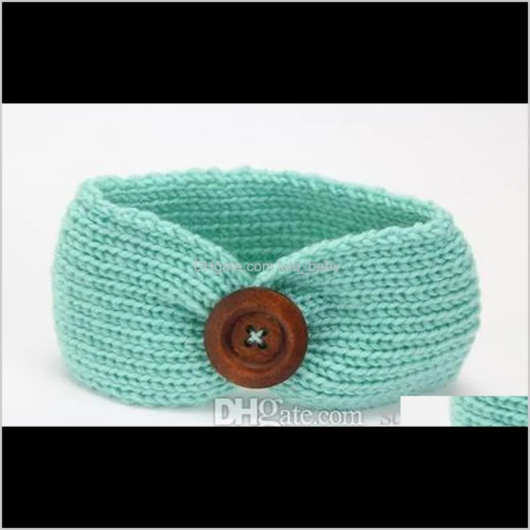 new handmade baby knitting crochet headband fashion boys girls headbands ear warmer with button children hair accessories