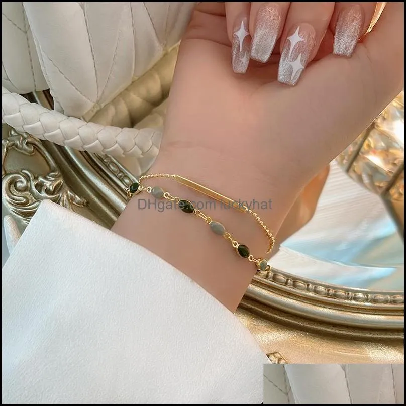 Link, Chain 2021 Trendy Double Layer Retro Bracelet Alloy On Hand Women Accessories Fashion Jewellery The Gift