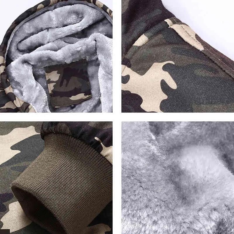 Mannen Militaire Camouflage Jassen 2019 Winter Casual Capuchon Heren Sportkleding Hoodies Fleece Camo Warme Dikke Moletom Masculino V1198P