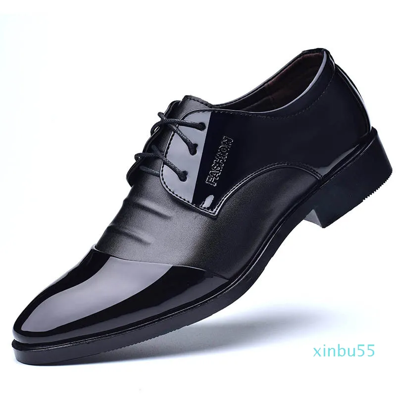 Tamanho 38-48 Vestido de Negócios Homens Sapatos Formal Casamento Pontuação PODE Moda PU Couro Sapatos Bonitos Flats Oxford Sapatos para Homens