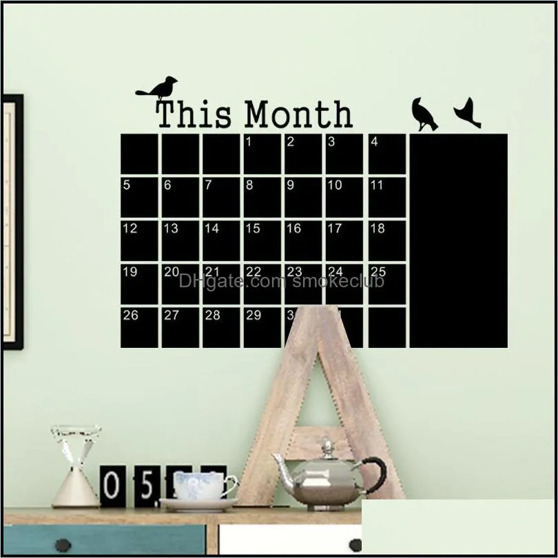 Removable This Month Blackboard Birds Wall Stickers Waterproof Home Decor Baby Room Office Decorations Wallpaper