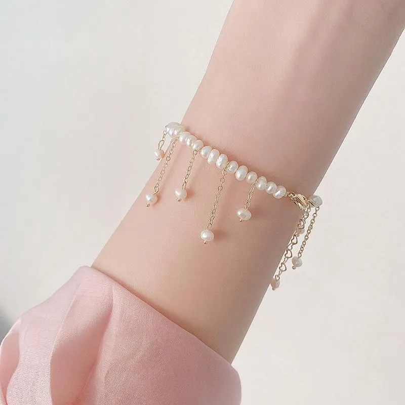 Bracelet Baroque Naturel Gland Perle Pendentif Bracelet Pour Femmes Bracelets Ras Du Cou Clavicule Chaîne De Luxe Designer Bijoux Cadeaux Filles