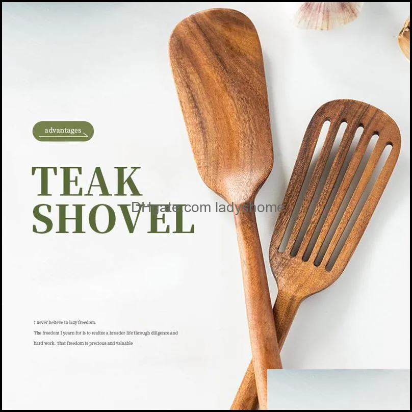 kitchen tool set household light wooden cooking Utensils brown kitchenware spatula shovel spoon soup spoons colander wholesale HWD6979