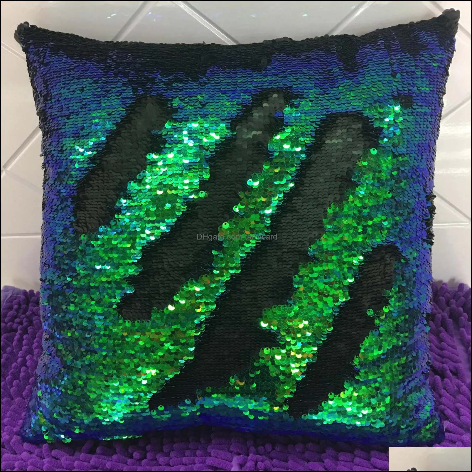 Double Sequin Pillow Case Cover Glamour Square Pillow Case Cushion Cover Home Sofa Car Decor Mermaid Pillow Covers Without core