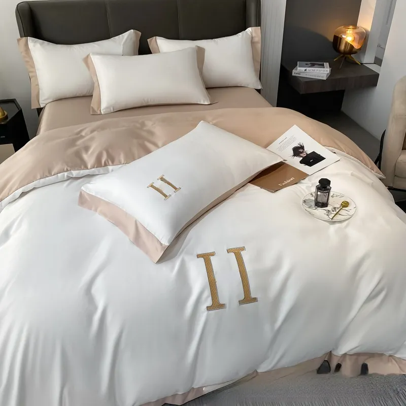 European Silk Silk Four-piece Water Washing Baked Bed Is Sleeve Package Set