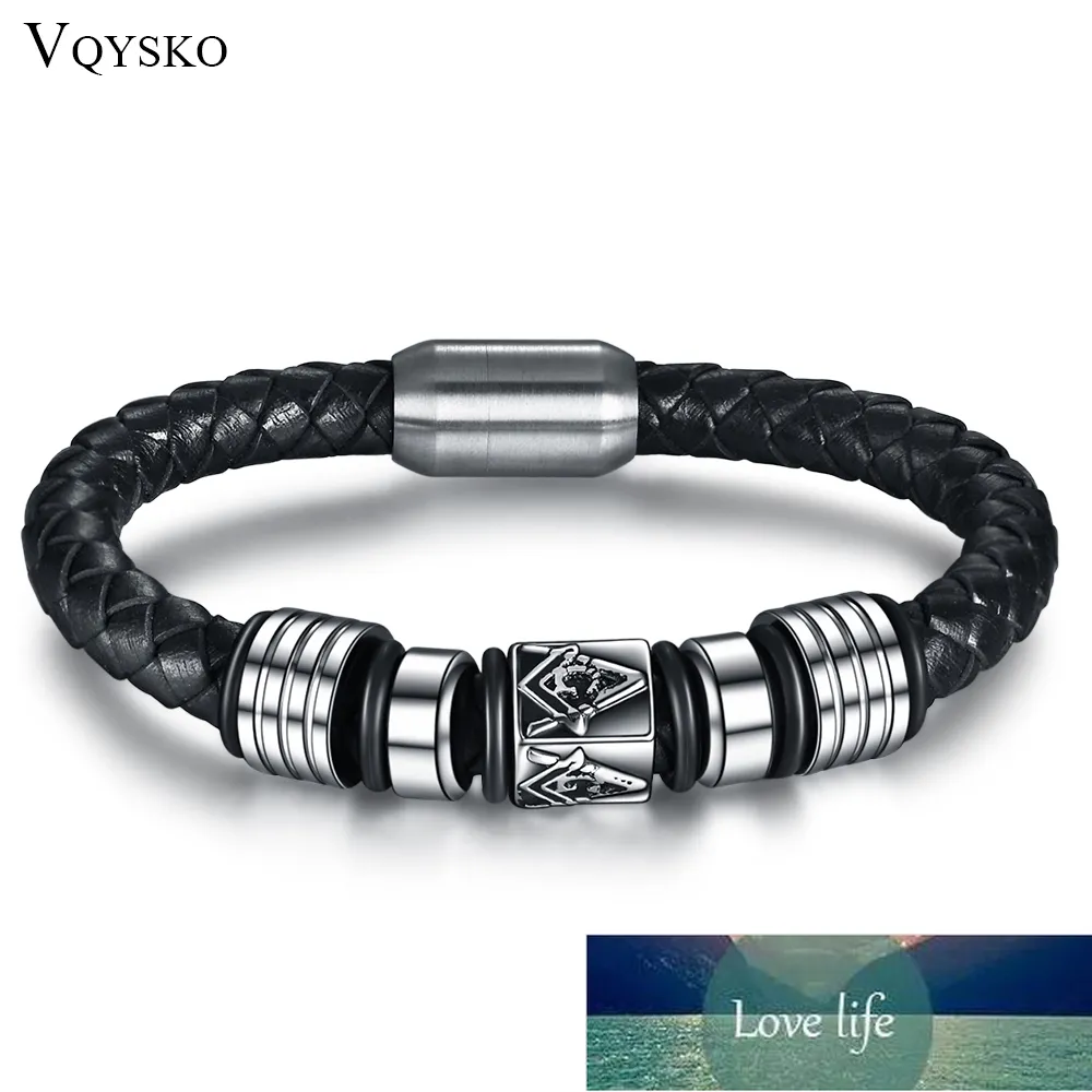 New Super Cool Men Magnetic Buckle Genuine Leather Bracelet Stainless Steel Masonic Bracelets Men Jewelry Factory price expert design Quality Latest Style