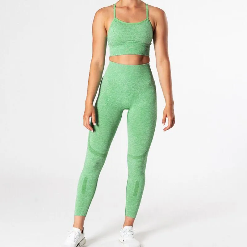 Seamless Sports Set Kvinnor Yoga 2 Piece Set Workout Jogging kostymer för outfit
