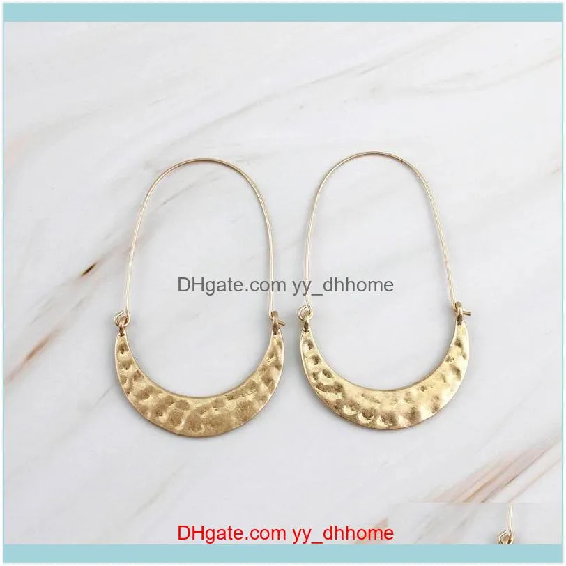 Jewelrycolor Tone Classic Crescent Hoops Earrings For Women Hammered Metal Hoop & Hie Drop Delivery 2021 8Xe6Q