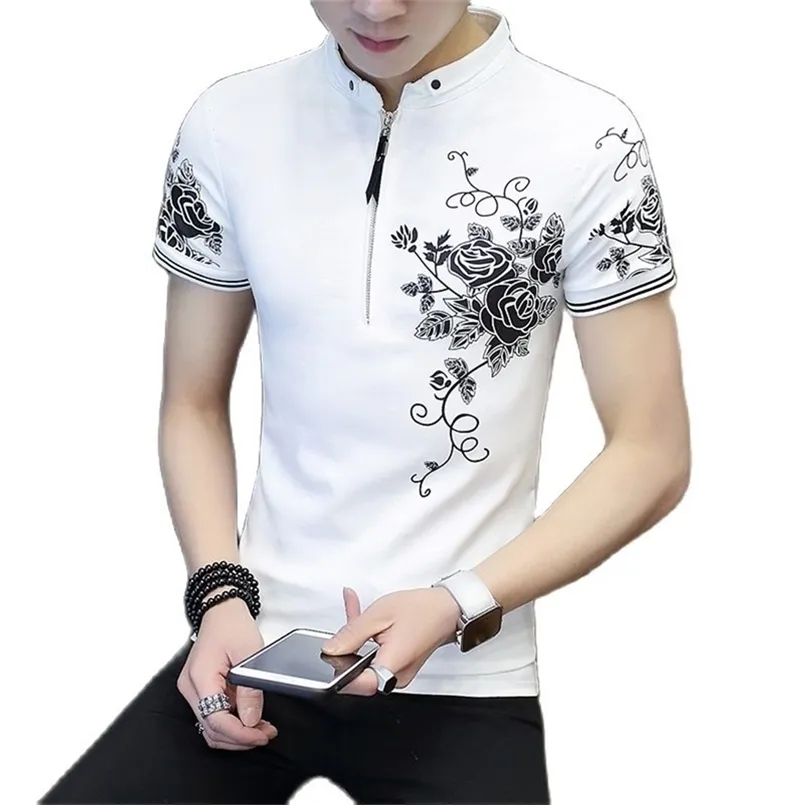 ! Camiseta de manga corta para hombre, camisa informal Coreana color blanco jvenes, ropa calle. 210716