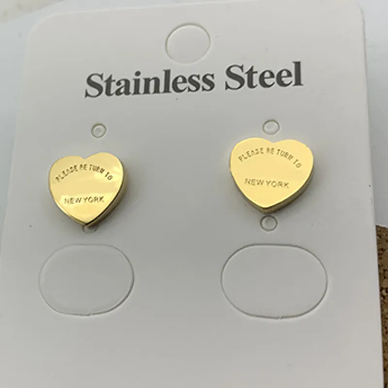 2023 T gold heart earring women rose Stud couple Flannel bag Stainless steel 10mm Thick Piercing jewelry gifts woman Accessories wholesale