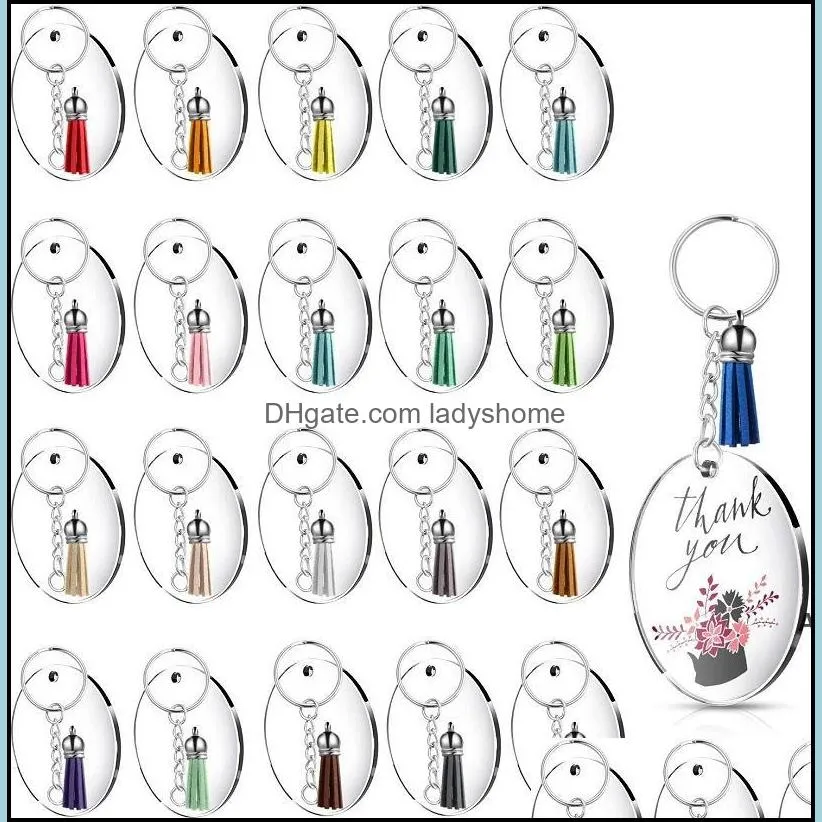 Pendants Arts, Crafts Gifts Home & Gardenacrylic Keychain Key Rings Plastic Diy 24-Piece Set Mti-Colors Portable Creative Gift Transparent R
