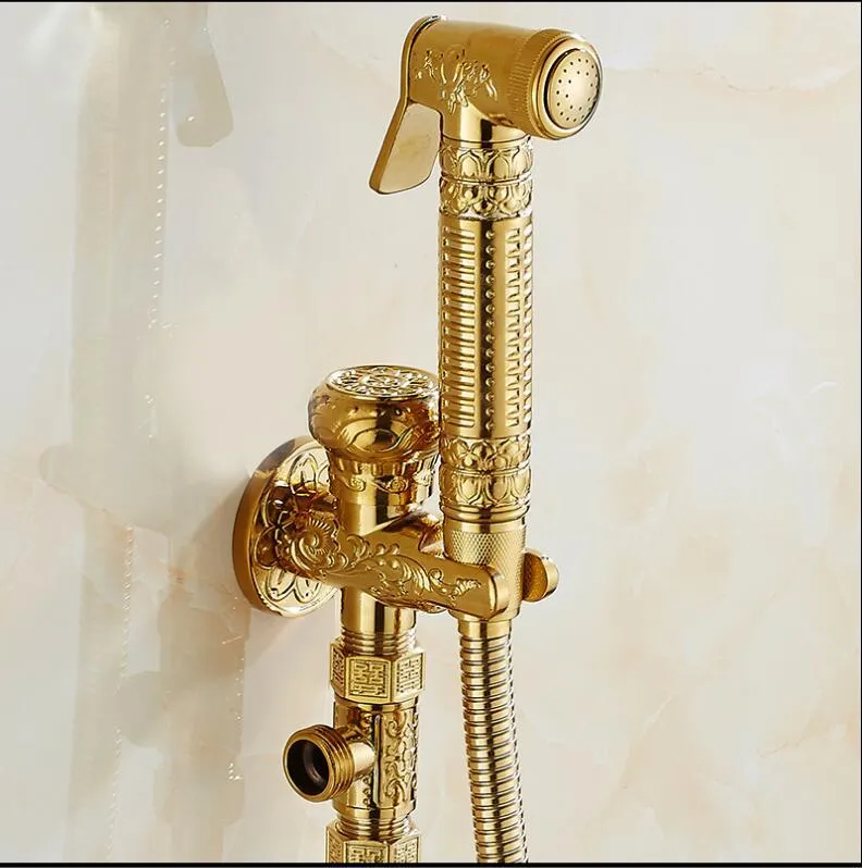 Widokowa łazienka mosiądz złota bedet bębeć zestaw prysznicowy w toalecie Portable spray z uchwytem i 1,5 m ręcznie przetrzymywane brazy b