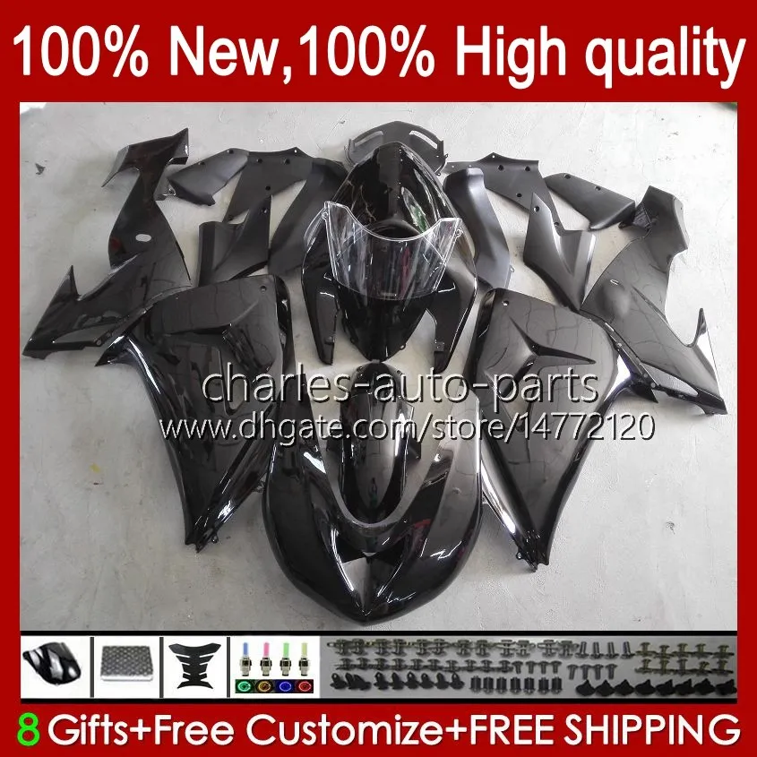 Bodys para Kawasaki Ninja ZX 10R 10 R 1000 CC ZX10R 06 07 Bodywork 14No.87 ZX-10R ZX1000 1000CC 2006 2007 ZX1000C ZX1000CC 2006-2007 Kit de justo Black Stock