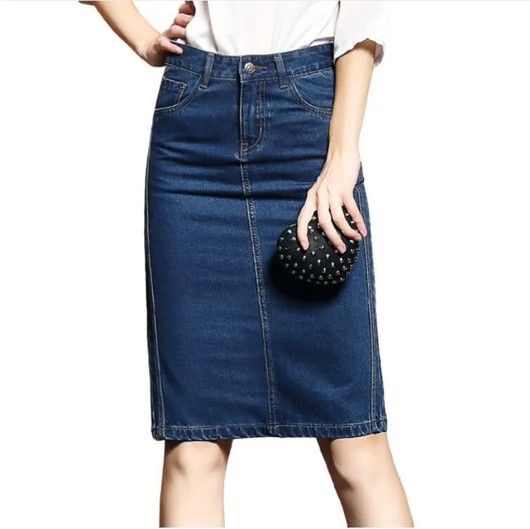 faldas mujer moda 2020 Women Summer Skirts Saias Plus Size Casual Jeans Skirt Ladies Denim Pencil Skirts Femininas S-4XL X0428