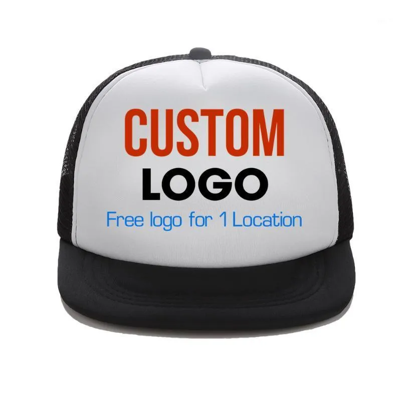 Ball Caps Custom Trucker Hat Flat Bill Visor Free Logo Männer Frauen Sommer Snapback Sport Team Gruppenname Bilddruck