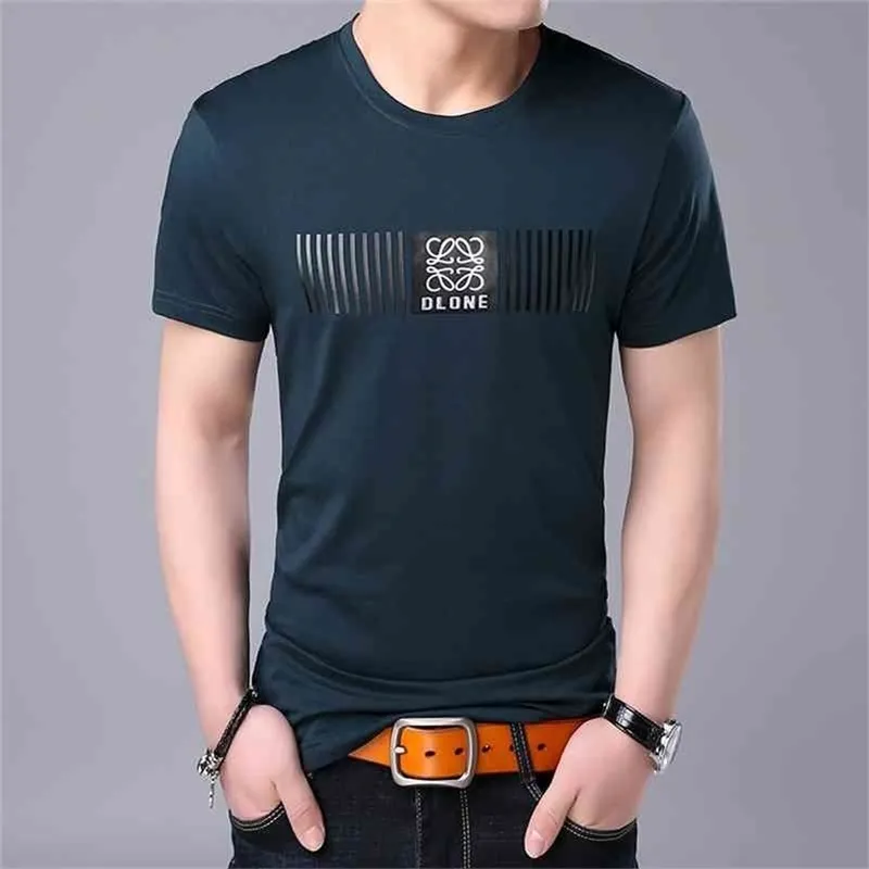 Nouvelle marque de mode t-shirt hommes O cou motif été Street Wear hauts tendances coréen imprimer à manches courtes t-shirts hommes vêtements 210324