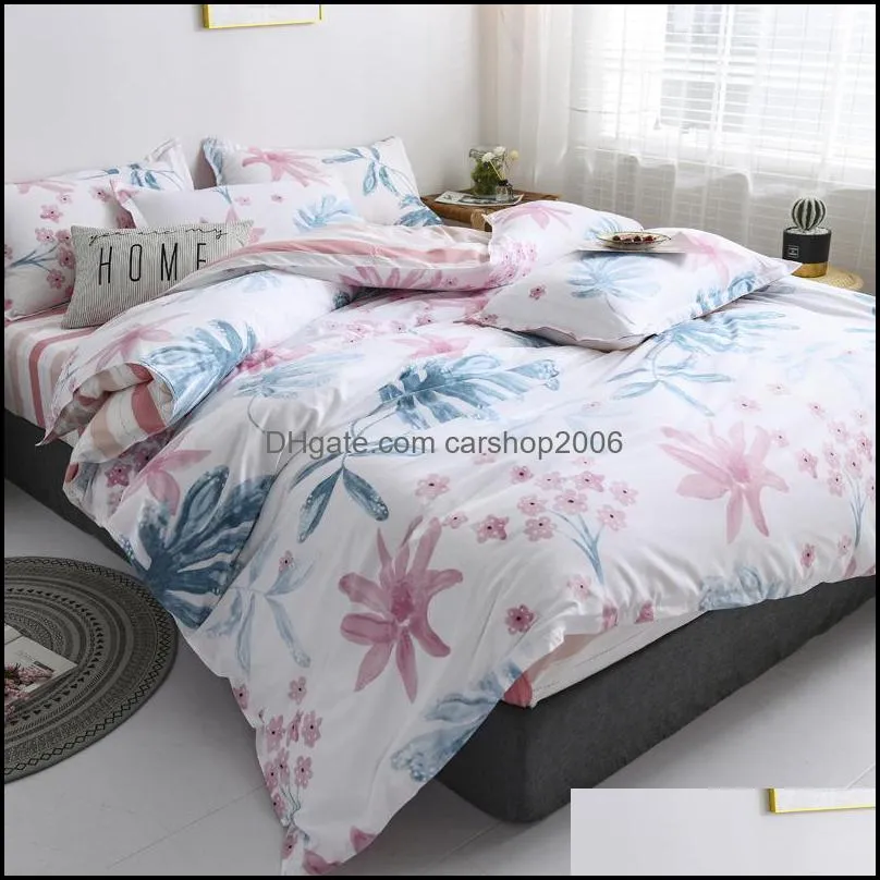 Bedding Sets Light Colour Set Nordic Double Twin Bedspread Duvet Cover Home Decor Bed Linen Bedclothes Adult 4Pcs