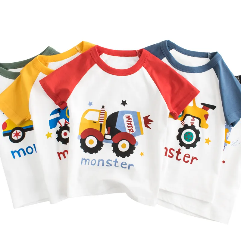 2-9 anni Bambini Ragazzi e ragazze Vestiti T-shirt a maniche corte in cotone per bambini Monster Cartoon Pattern Top per bambini T-shirt estiva