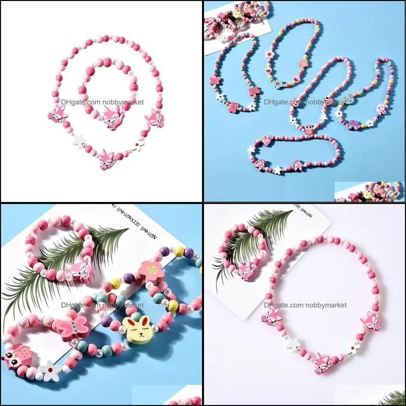 Earrings & Necklace Kids Creative Stylish Cartoon Colorful Animal Shape Bracelet Jewelry Set For Children (Style 5)