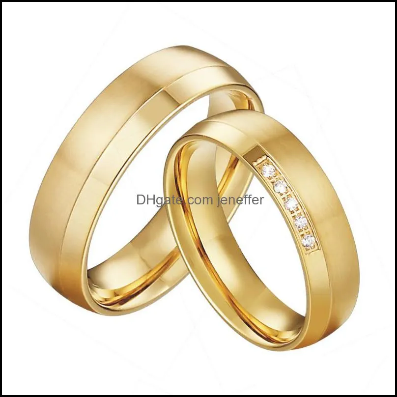 Love Alliance Gold Color marriage his and hers couple wedding rings set for men and women girls proposal Comfort fit Y0420