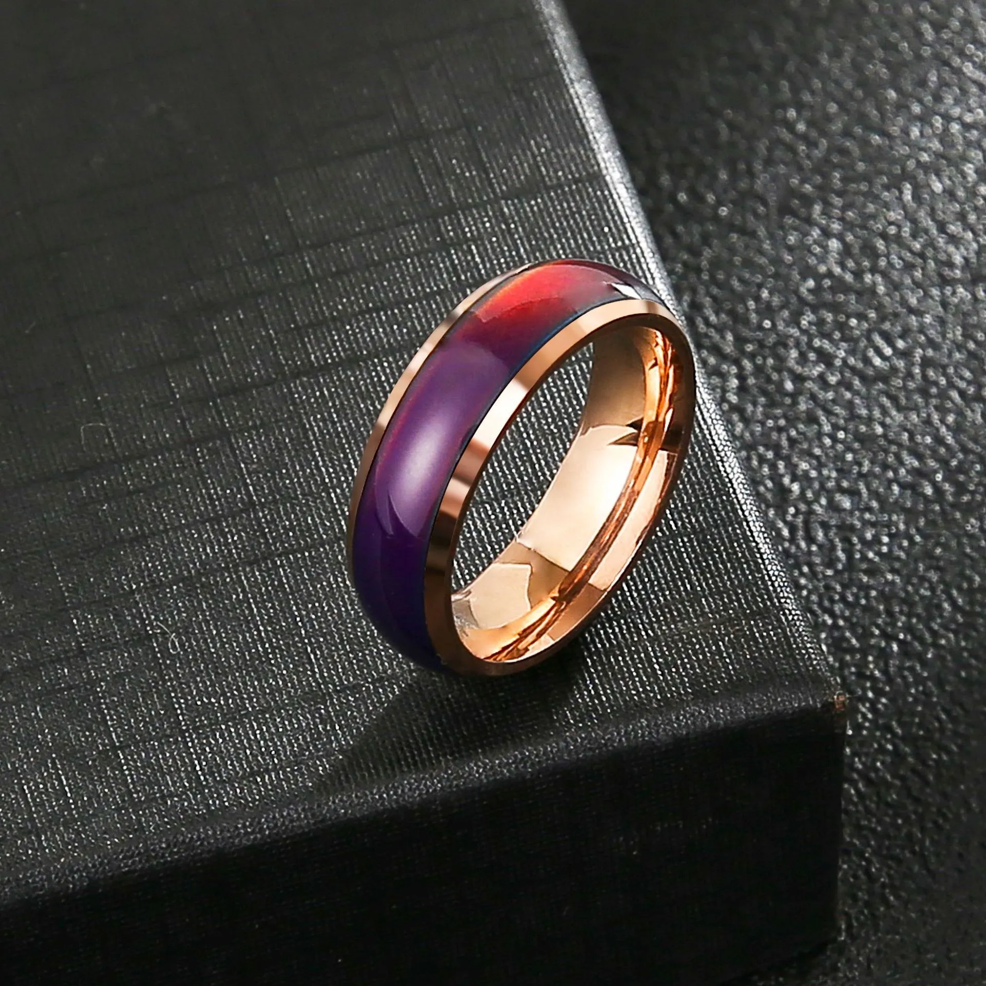 Stainless steel couple change color mood ring for women and men size 6 to 121258165