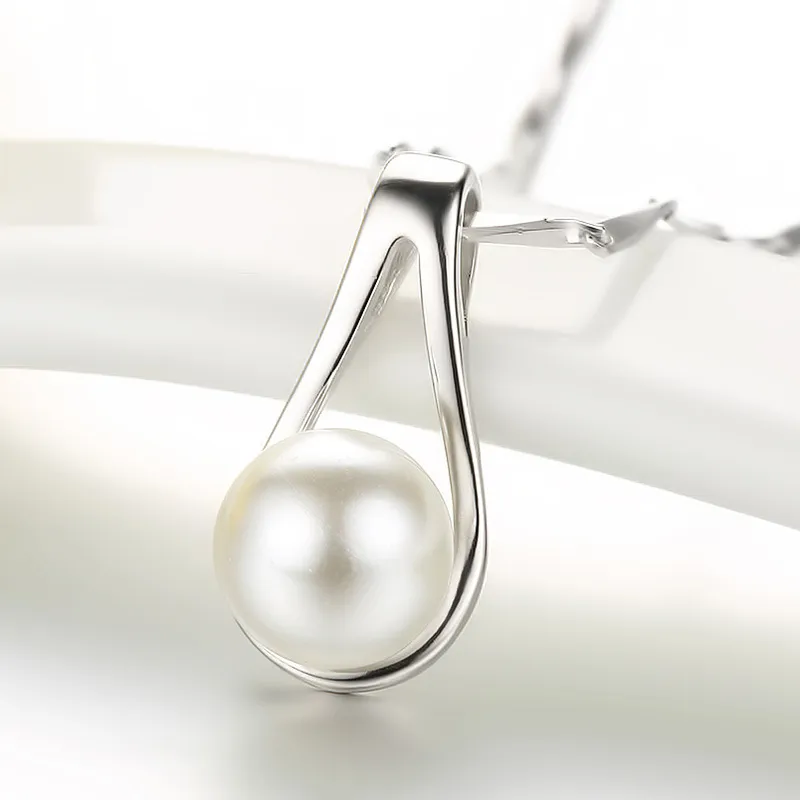 8mm Sterling Silver Wedding Pearls Pendant for Women Natural Freshwater Pearl Clavicle Necklace 18 inches Anniversary Gift