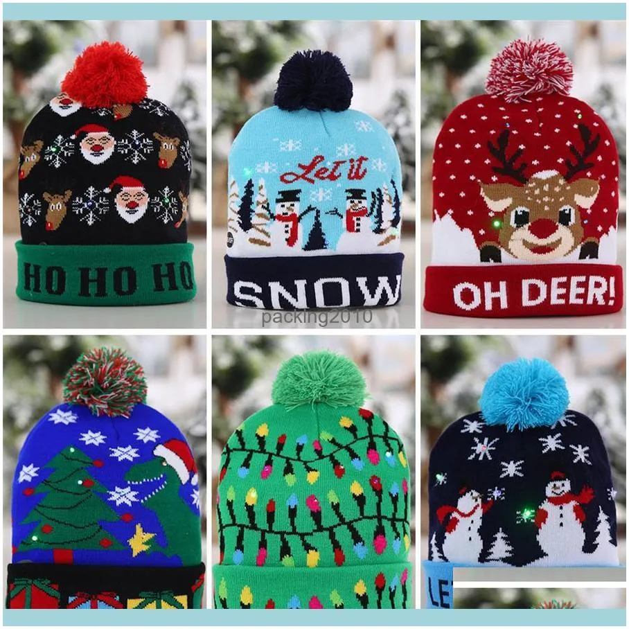 Women Men Unisex Christmas LED Hat Beanie Knit Cap Light Up Xmas Cap Costume Christmas Hat