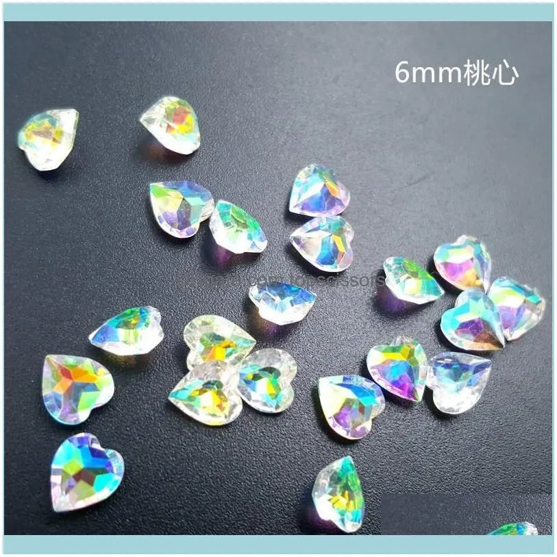 Nail Art Decorations 1box AB Symphony Resin Rhinestone 12 Patterns Crystal 3D Clear Long Octagonal,Heart,Teardrop Rhinestones