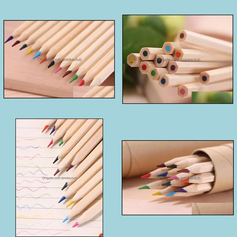 colored Lead Color drawing pencil wood Colour Pen Sets of 12 colours kids coloured draw pencils children epacket
