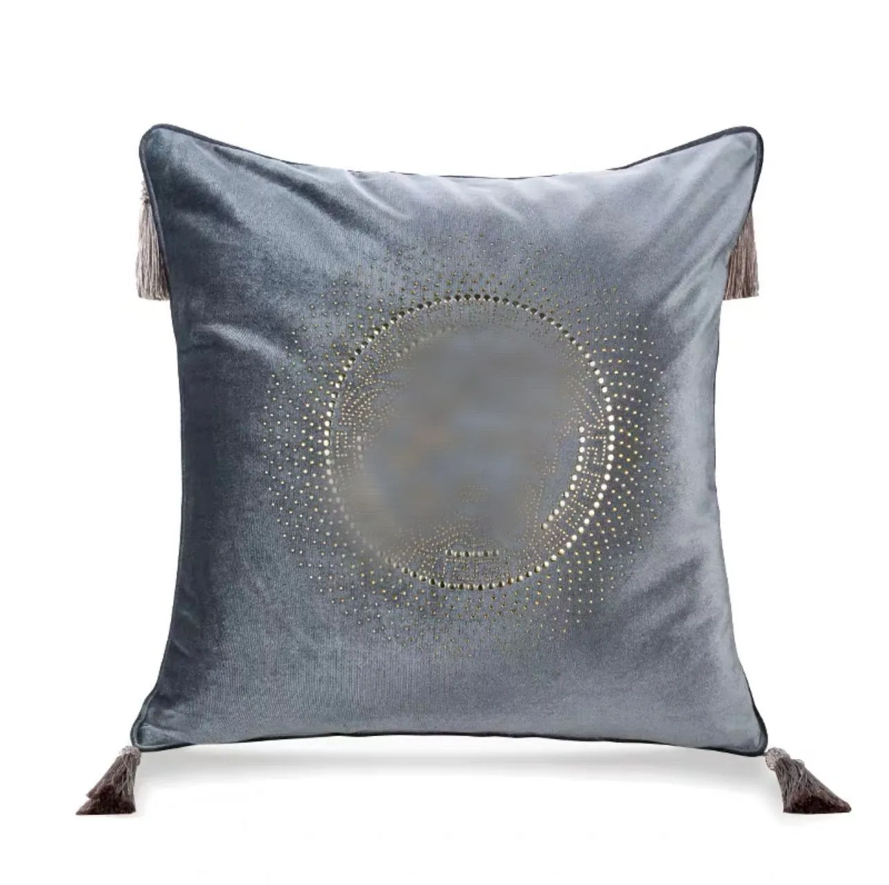 Luxury pillow case designer Cushion cover high quality velvet Fabric crystal Avatar pendant tassel pattern 9 colors available 50 5312O