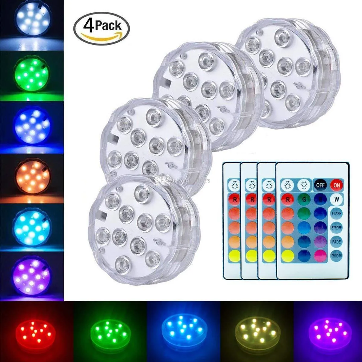 Submersible Led Light Battery Operated Spot Lights Underwater Lighting With Remote Small Lamps Fish D2.0 free ship