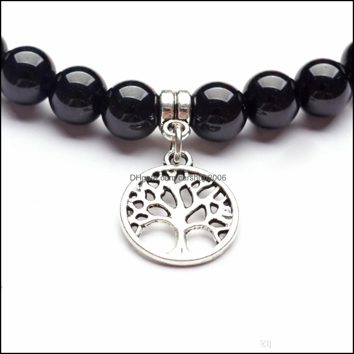 Seven chakra bracelet yoga couple love life tree pendant 8MM fashion fashion meaning wrist jewelry