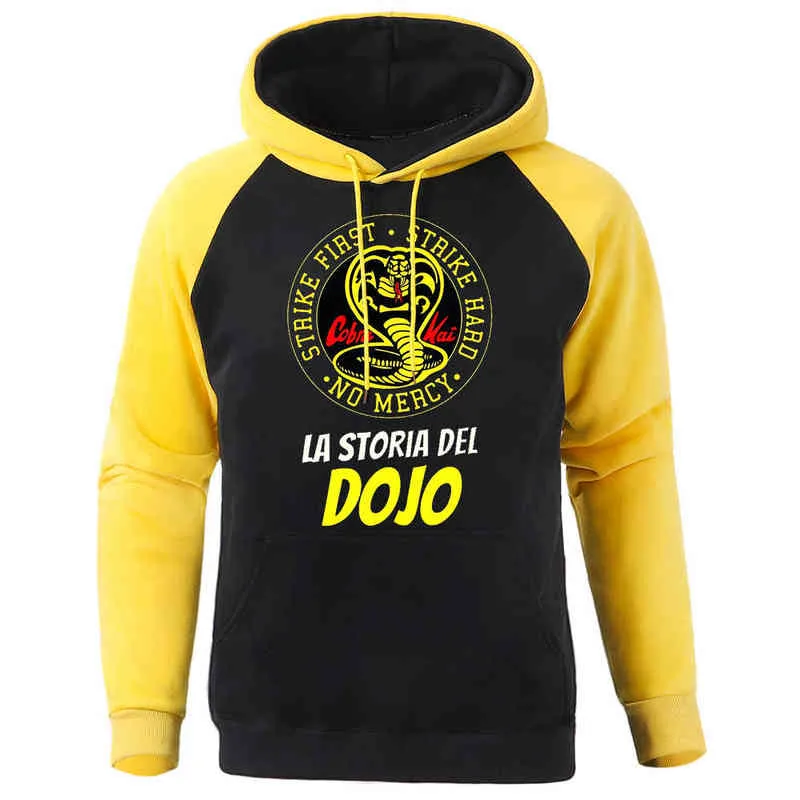 Cobra Kai DOJO Raglan Hoody Warm Fleece Male Sweatshirt For