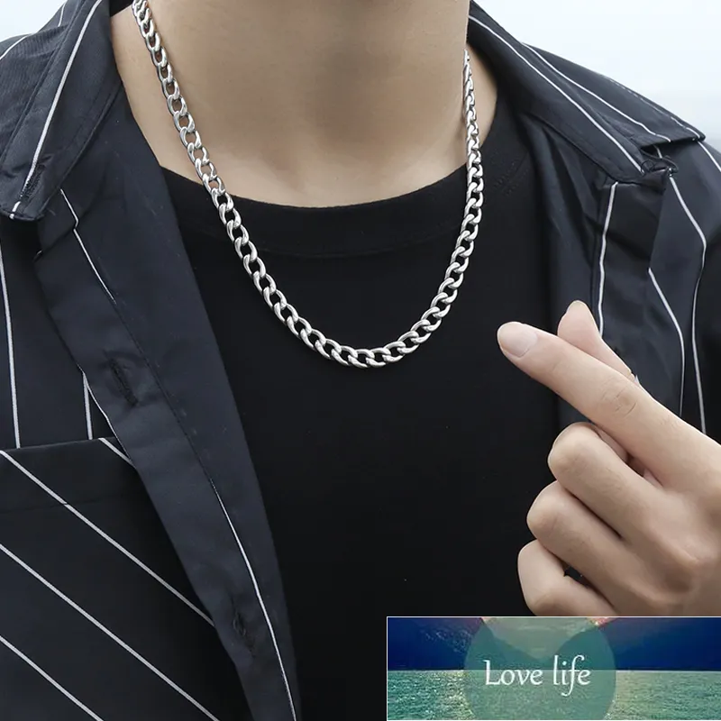 Klassieke Curb Rvs Ketting Kettingen voor Vrouwen Mannen Hip Hop Ketting op de hals Mode-sieraden Accessoires Vrienden Gift