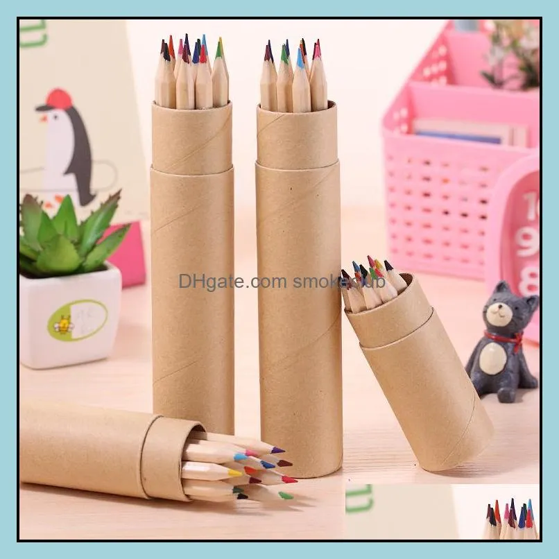 colored Lead Color drawing pencil wood Colour Pen Sets of 12 colours kids coloured draw pencils children epacket