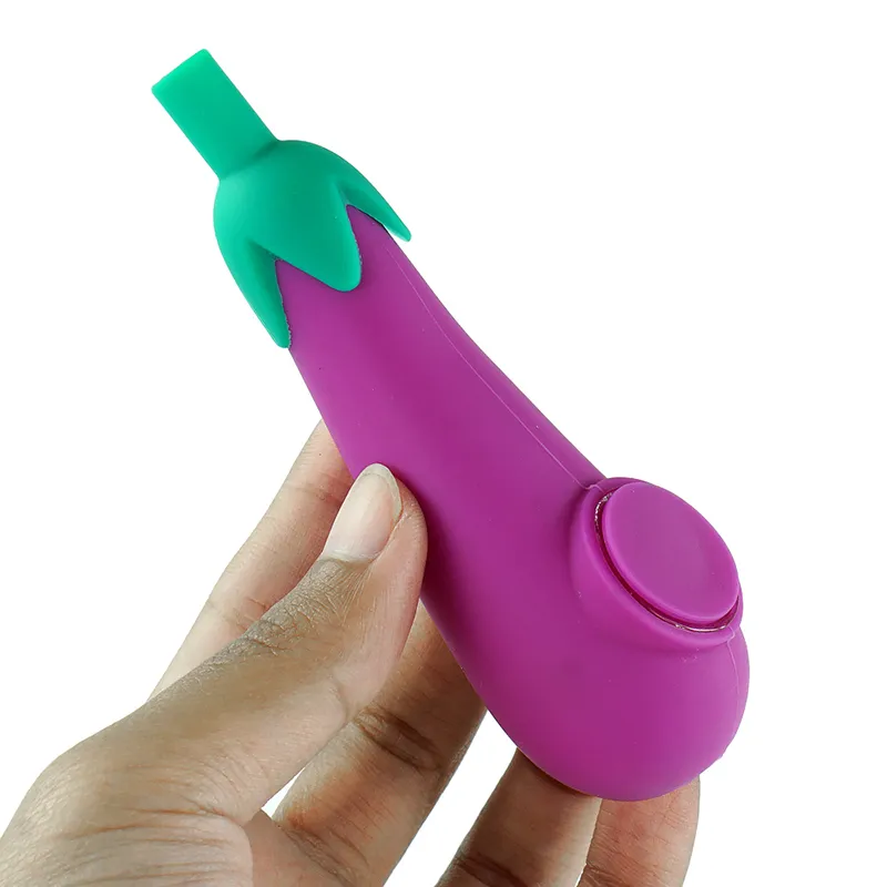 Pipes à fumer forme d'aubergine style unique pipe à main en silicone fumée dab rig barboteur tabac