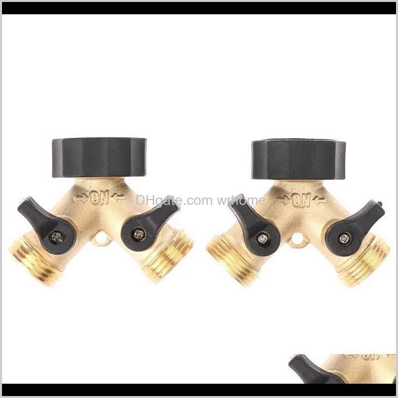 1pcs brass female 2 way tap water splitter garden y quick connector irrigation valve hose pipe adapter watering equipments