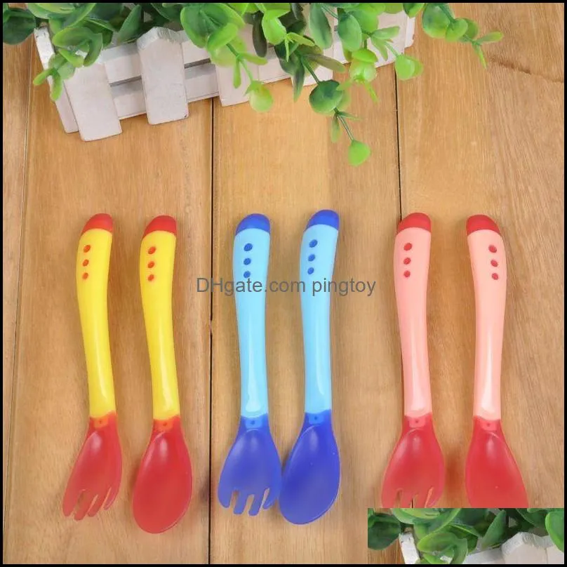 Other Baby, Kids & Maternitykids Weaning Soft Sile Head 2 Pieces Baby Heat Sensing Thermal Feeding Fork Spoon Drop Delivery 2021 Sdiag