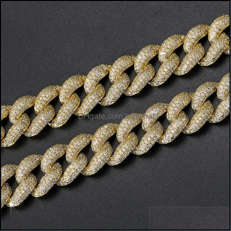 Iced Out Bubble Cuban Link Bracelet 5A Cubic Zirconia For Men Fashion Hip Hop Jewelry Gifts Link, Chain