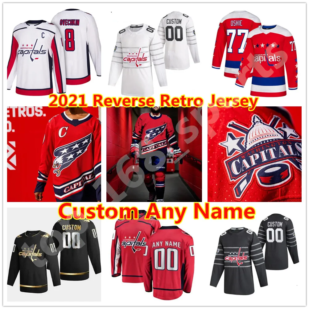 워싱턴 수도 2021 Reverse Retro Hockey Jerseys Dmitry Orlov Jonas Siegenthaler Samsonov Ilya Kovalchuk Brenden Dillon Custom