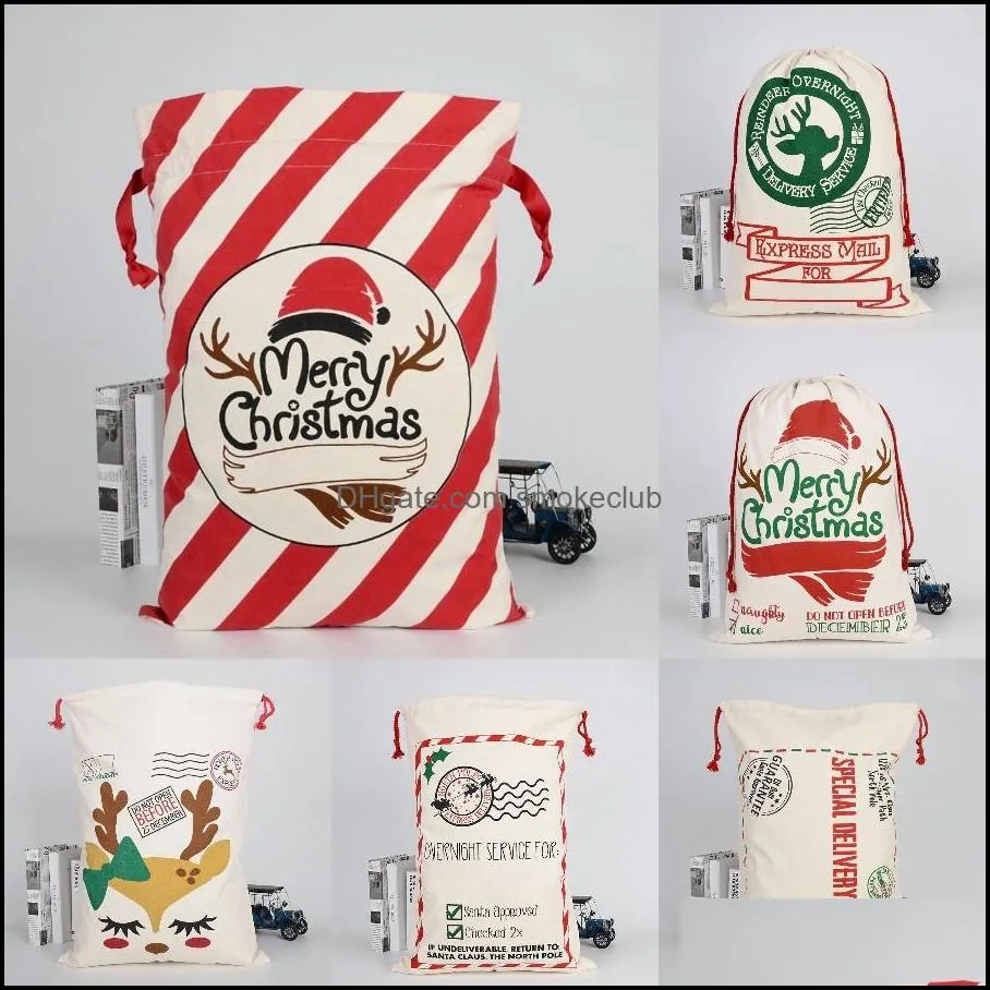 Decorações Festivo Festa Suprimentos Home Gardenhristmas Sacos 11 estilos Grande Canvas Feliz Natal Doces Santa Saco Xmas Stocking Reindee