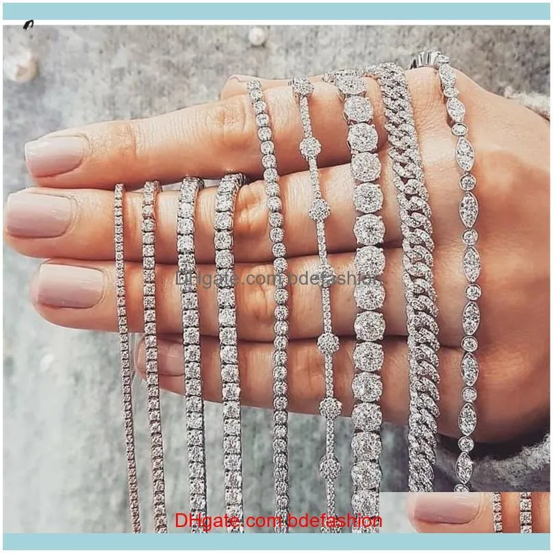 20 Style Sparkling Luxury Jewelry 925 Sterling Silver Multi Shape White Topaz CZ Diamond Gemstones Women Wedding Bracelet For Lover