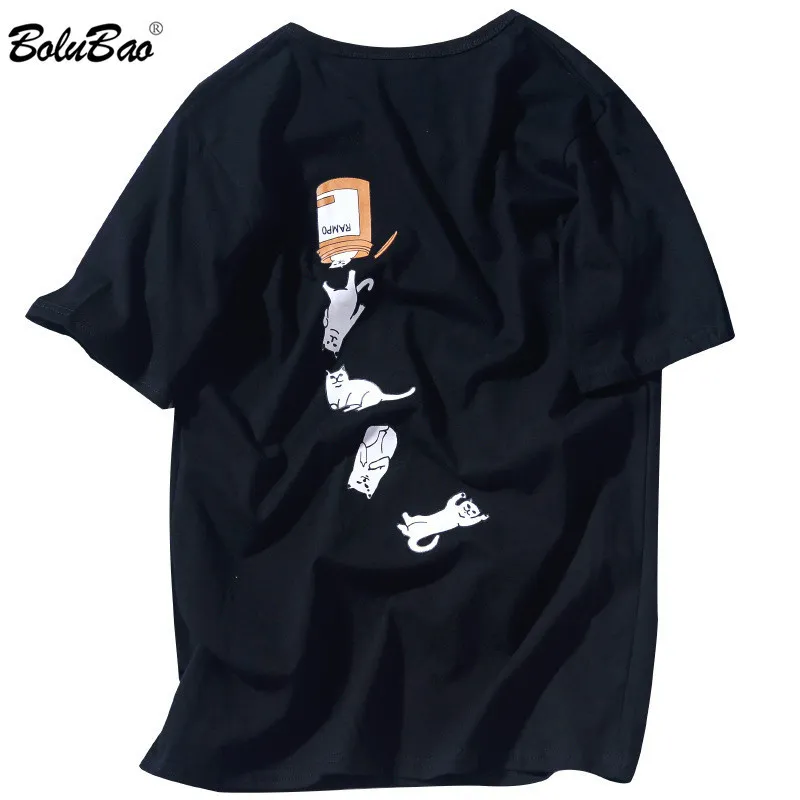 Bolubao Mężczyźni Moda T-Shirt Topy Lato Mężczyźni High Street Drukuj Casual T Shirt Koszulka Krótki Rękaw Koszulki męskie Marka Odzież 210518