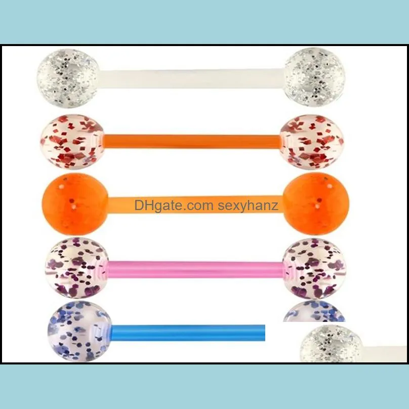 Mixed Colors Punk Hip hop Acrylic Ball Tongue Nipple Ring Barbell Body Jewelry Ear Tragus Cartilage Piercings C3