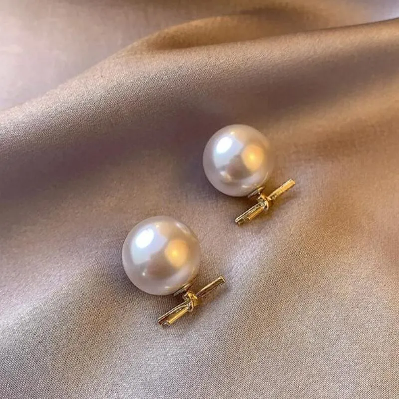 Knot Cross Pearl Earrings Stud Double Side Wear Crystal Suit Ear Drop Women 925 Silver Alloy Round Business Earring Fashion European Jewelry