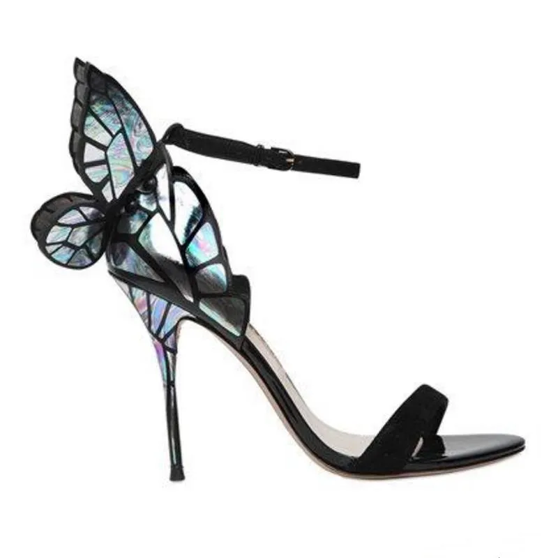 Sophia webster Evangeline Angel-wing high heel Sandal New Butterfly Rhinestone Studded Leather Sandals With Fine Heel Sandals EUR Size 34-42