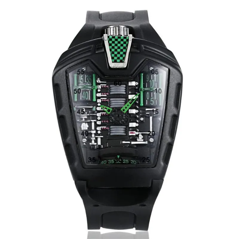 Мужские прозрачные часы в стиле стимпанк, трендовые индивидуальные 3D лица, черные гоночные подарки для влюбленных, наручные часы Relogio 133