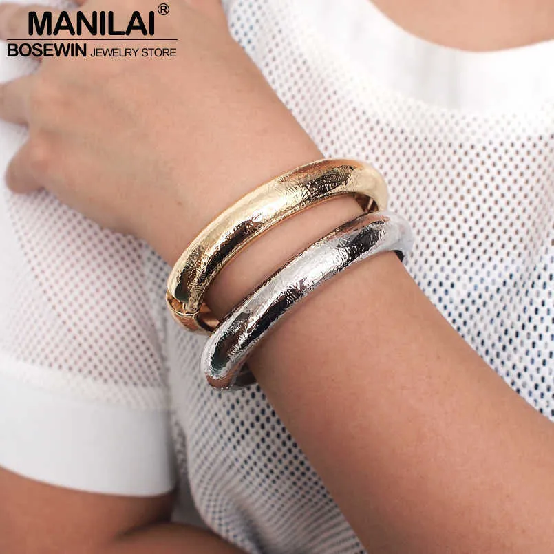 Manilai Märke Alloy Statement Manschett Bangles Armband Kvinnor Punk Metal Smycken Armband Manchette Femme Mode Partihandel Gift Q0719