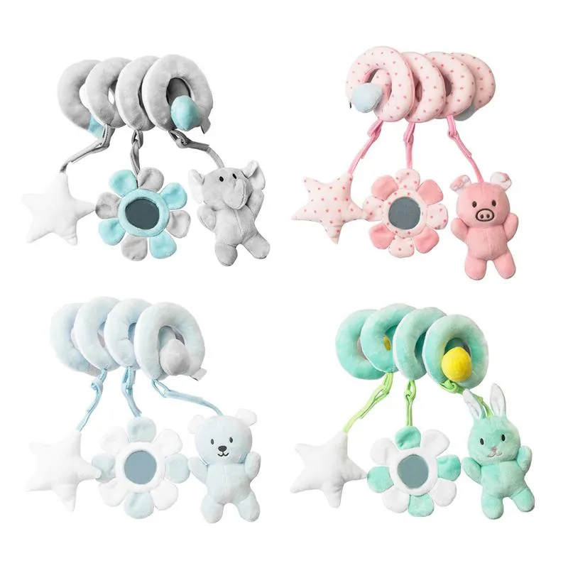 Hochets mobiles pour lit de bébé, jouets mignons, poussette de berceau en spirale, nés de 0 à 12 mois, animaux de dessin animé éducatifs, hochet doux pour bébé, accès aux pièces